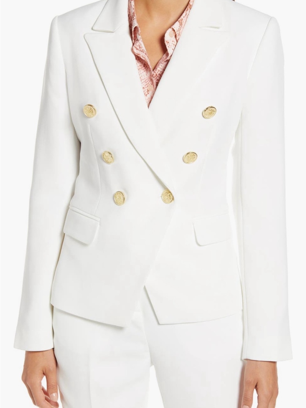 Rachel Parcell White Blazer with Gold Buttons